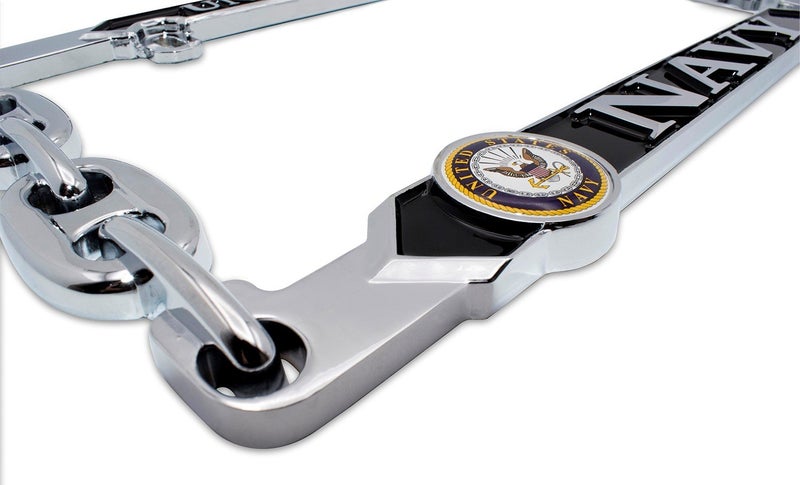 Elektroplate Officially Licensed â€“ United States Navy Chrome-Plated All-Metal Standard Size Premium 3D License Plate Frame Tag Holder for Cars/SUVs/Trucks Weather-Proof Automotive Accessory - Image 3